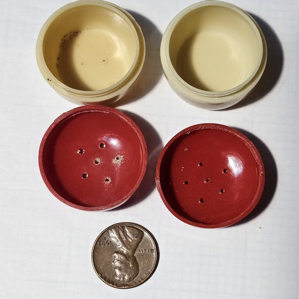 Vintage talcum powder dusters, salt and pepper set